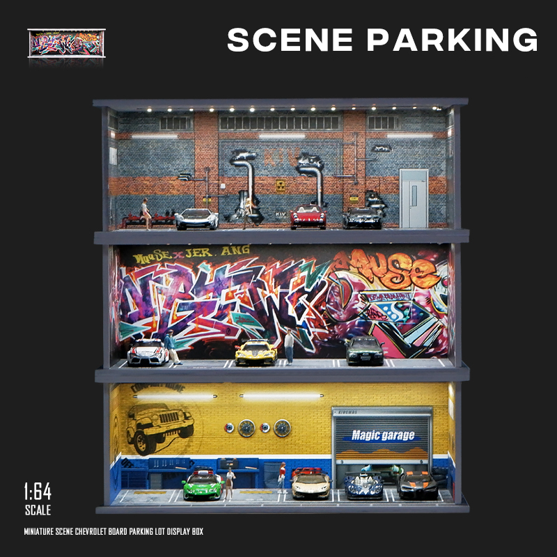 Model Kit Nissan Skyline - 1/64 Garage scene Model Scene with