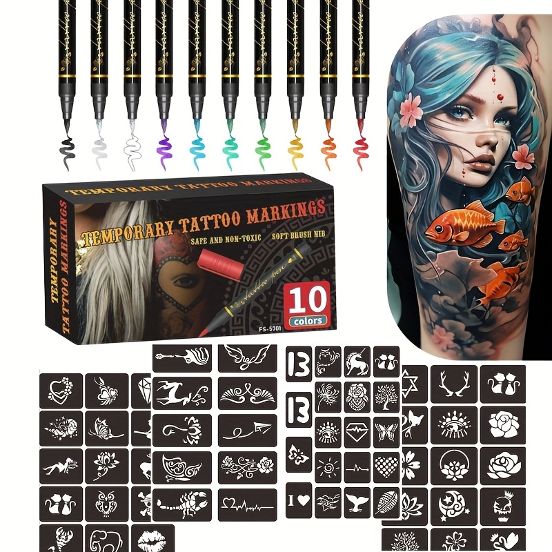 Temporary Tattoo Marker Set 10 - Metallic Paint Set 评论和价格