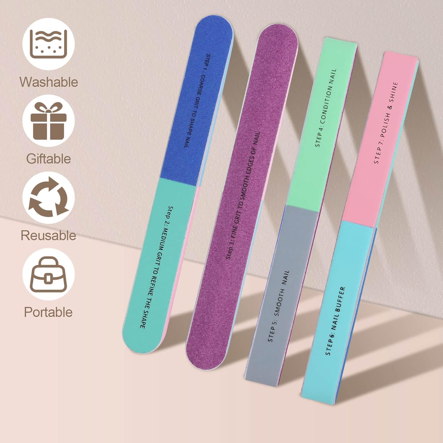 1/5Pcs Nail File Seven Sided P - Sanding Stick Set 评论和价格