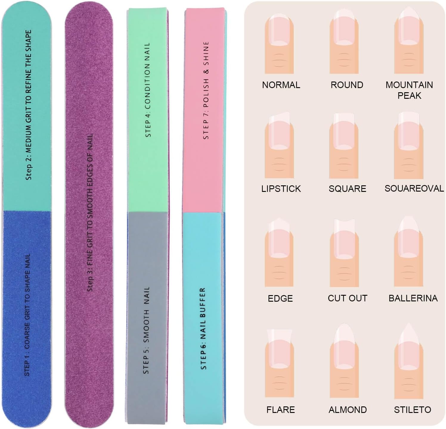1/5Pcs Nail File Seven Sided P - Sanding Stick Set 评论和价格