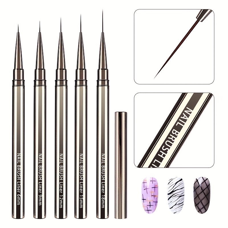 5PCS Nail Art Liner Brushes Ha - Metallic Paint Set 评论和价格