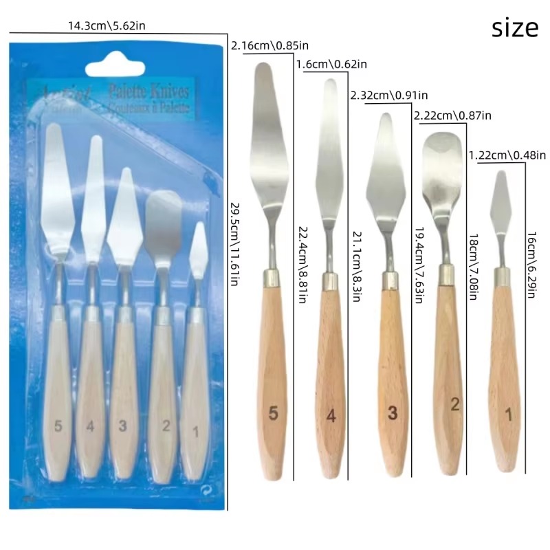 5Pcs Wooden Handle Painting Pa - Metallic Paint Set 评论和价格